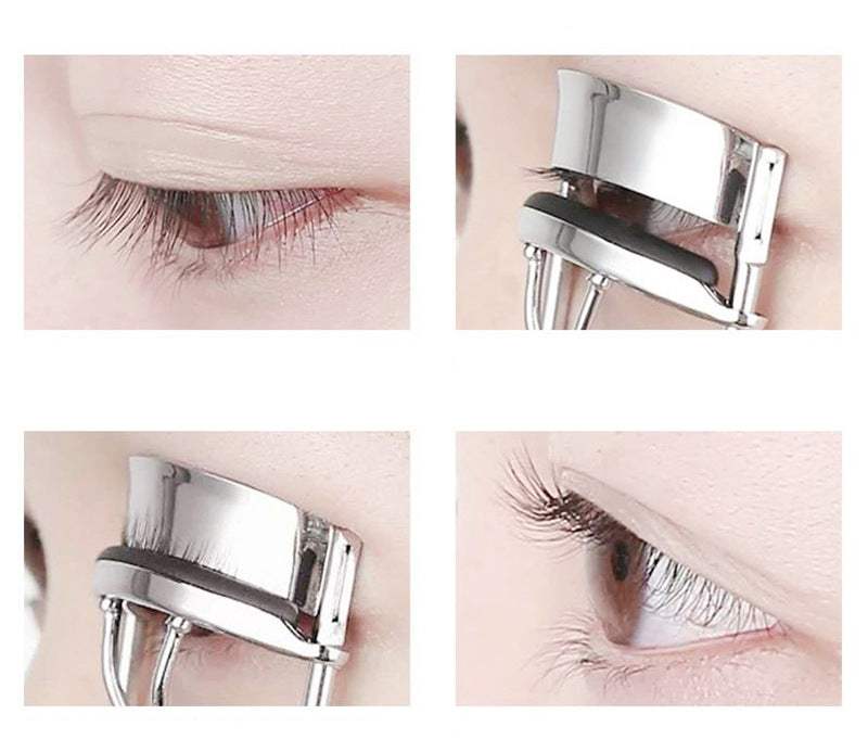 Stainless Steel Eyelash Curler – Wide Angle Manual Lash Curler with Replacement Silicone Pad