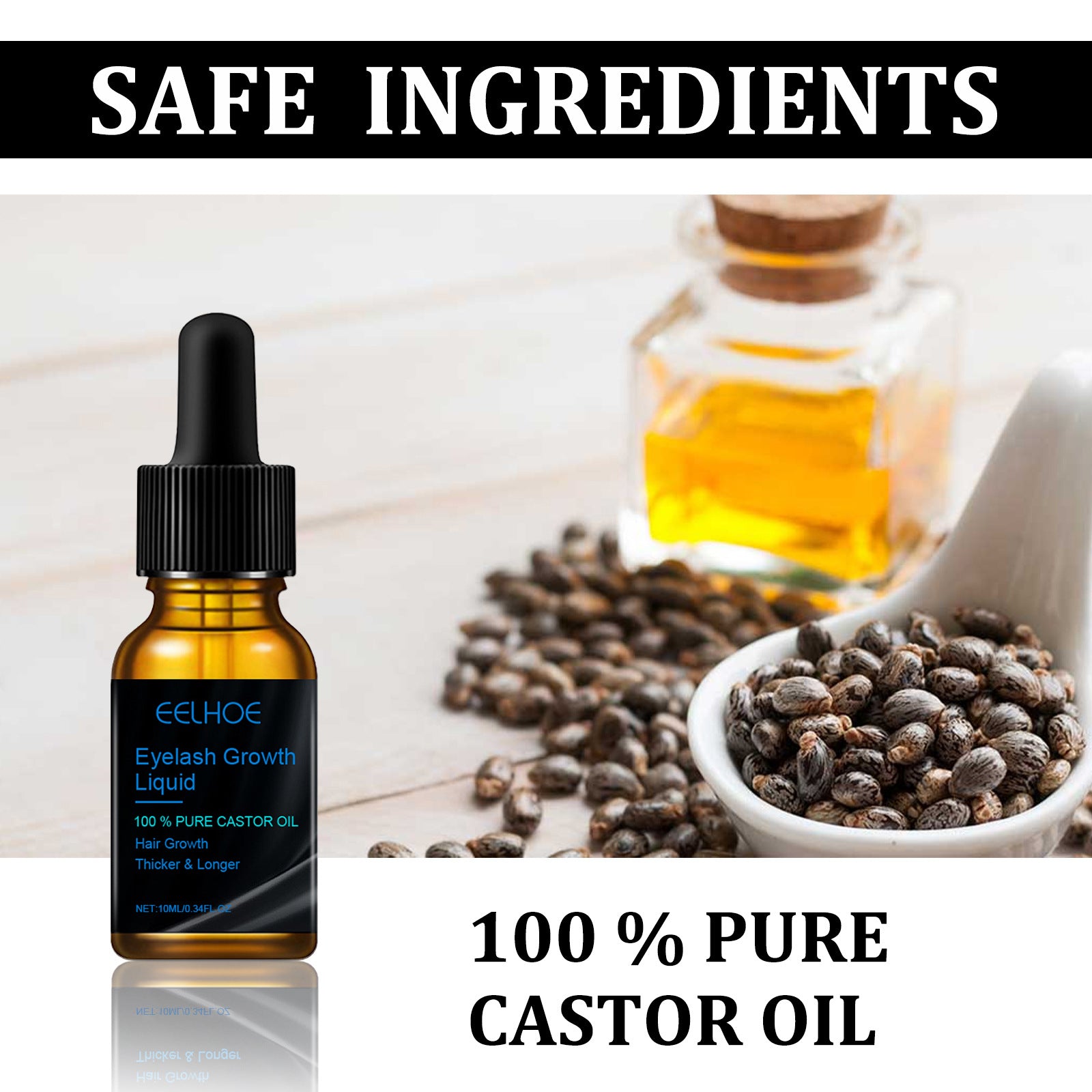 EELHOE Castor Oil Eyelash Serum – Curling, Moisturizing, and Natural Lash Care (10ml)