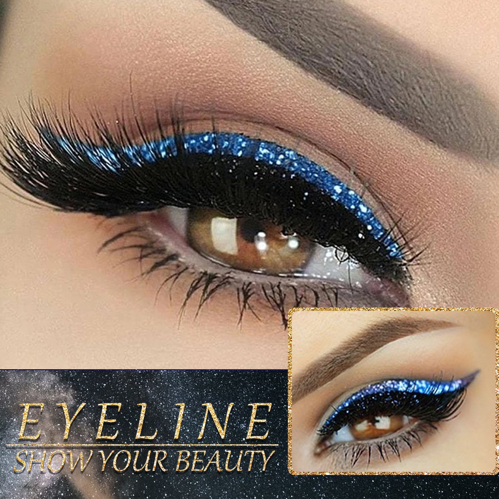 EELHOE Self-Adhesive Eyeliner & Eyelash Stickers – 5 Glitter Colors, No Glue, Reusable Eye Makeup Strips