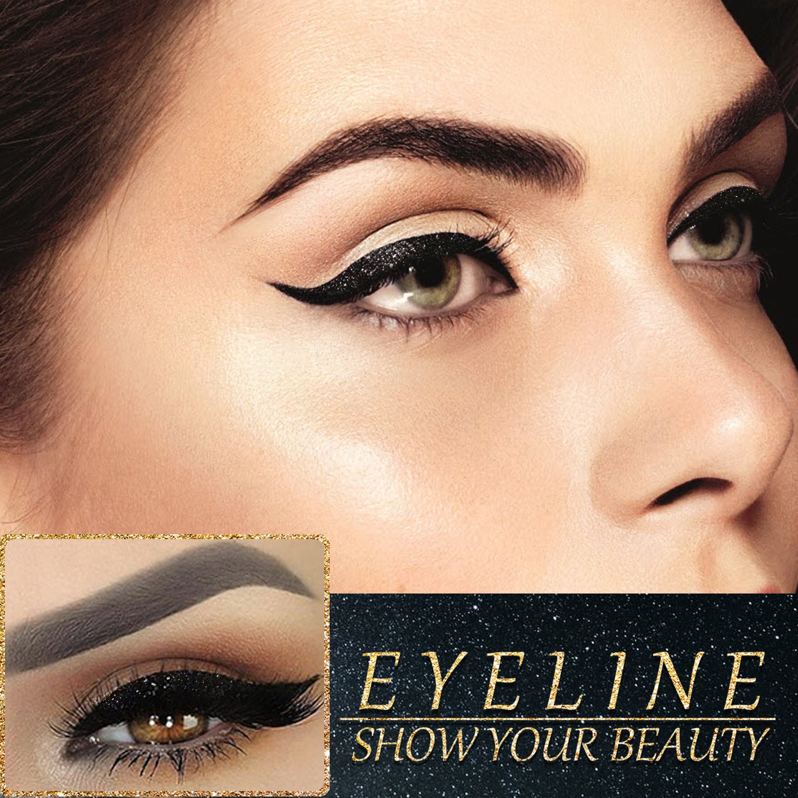 EELHOE Self-Adhesive Eyeliner & Eyelash Stickers – 5 Glitter Colors, No Glue, Reusable Eye Makeup Strips