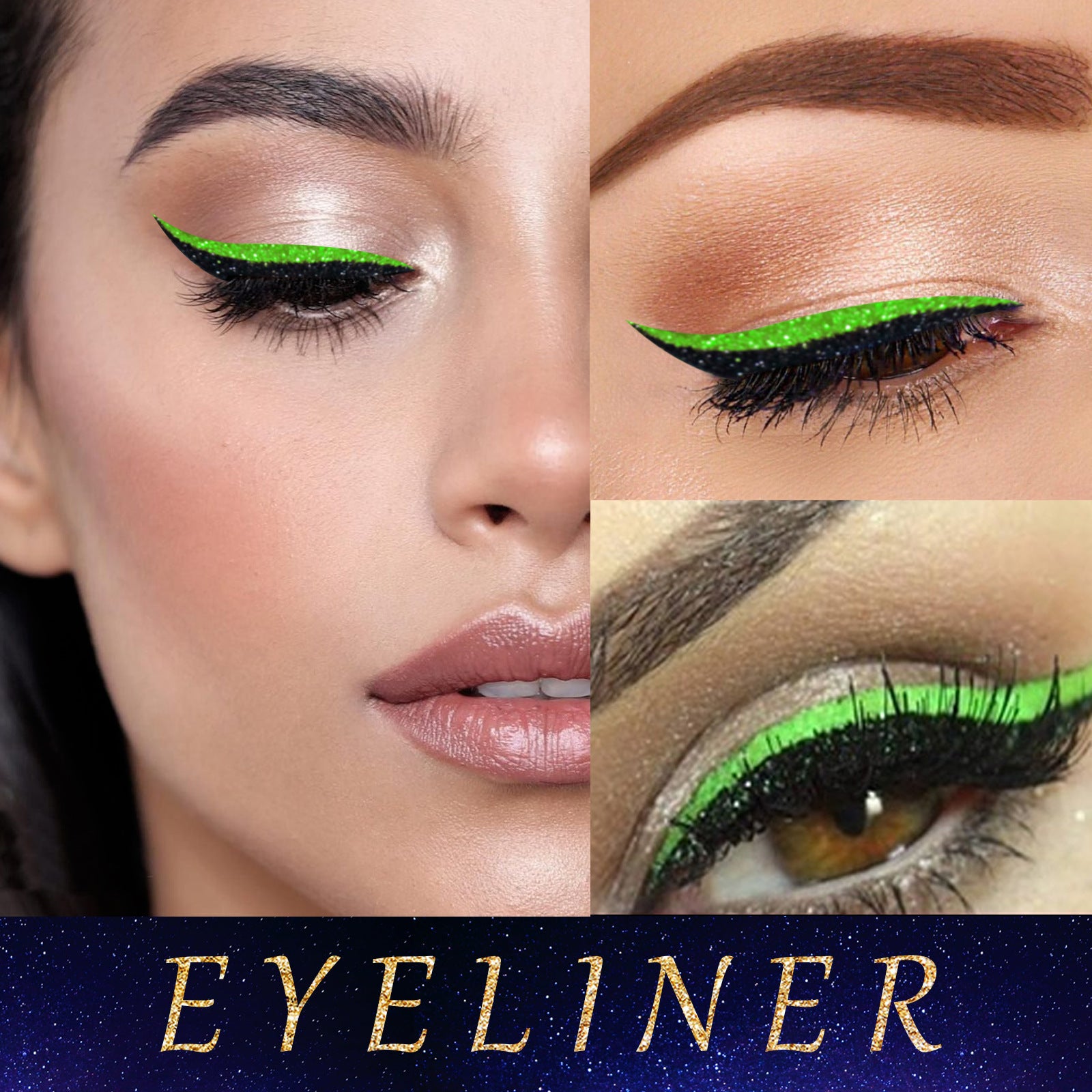 EELHOE Self-Adhesive Eyeliner & Eyelash Stickers – 5 Glitter Colors, No Glue, Reusable Eye Makeup Strips