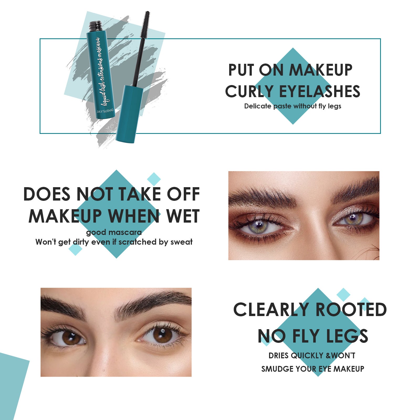 Jaysuing Lengthening & Volumizing Black Mascara – Long-Lasting, Smudge-Proof Curl & Definition