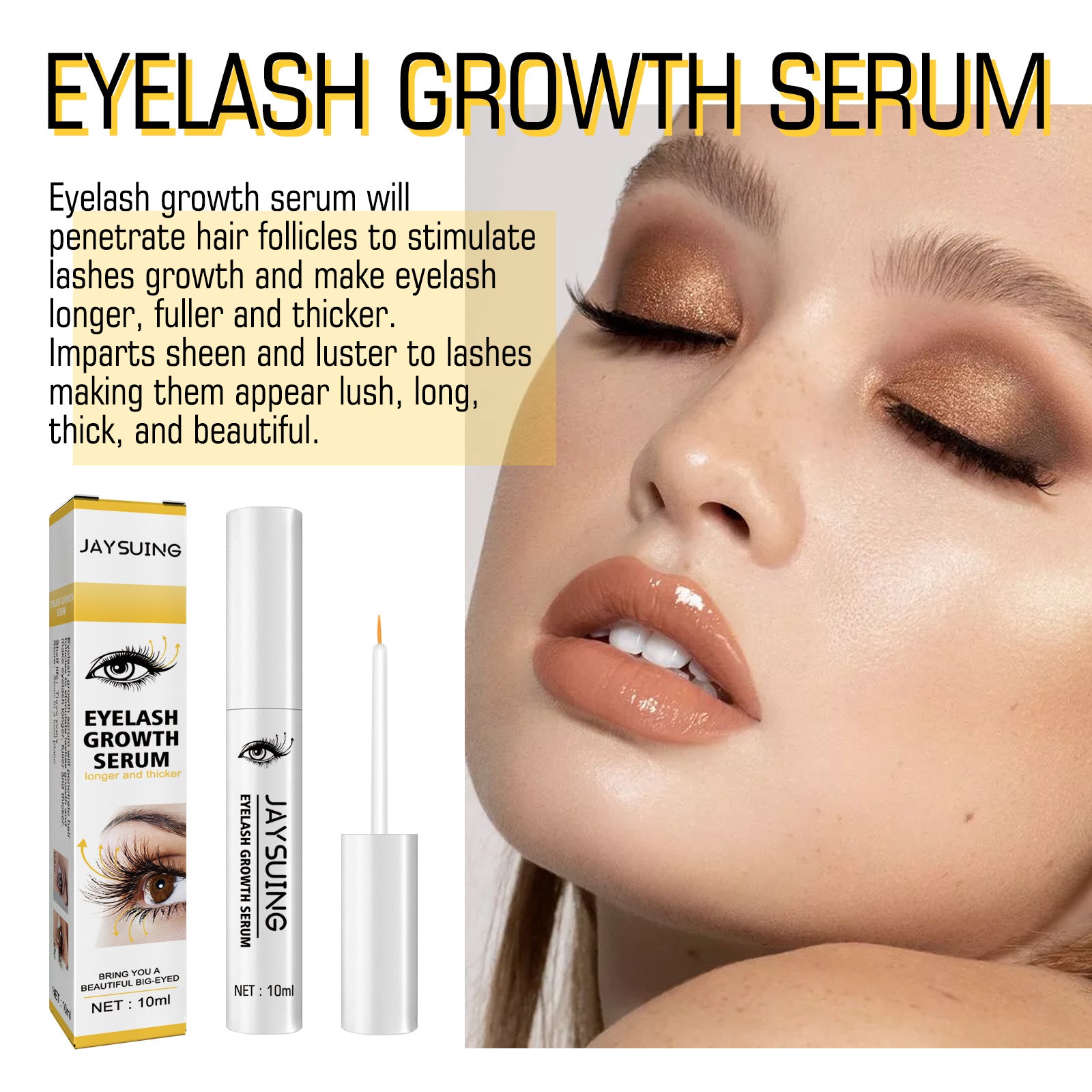 Jaysuing Black Mascara – Curling, Lengthening & Thickening, Gentle Moisturizing Formula for Natural Lash Beauty