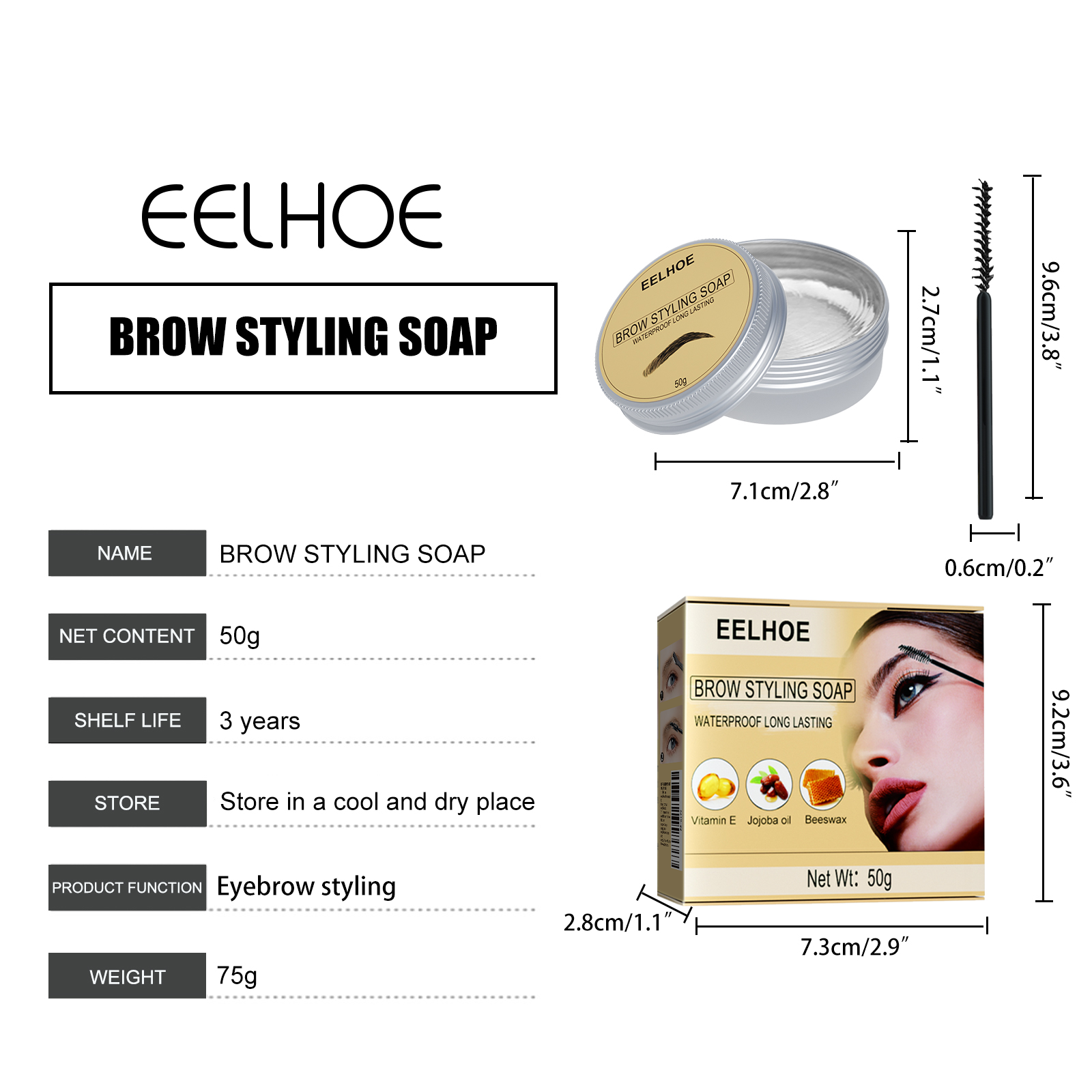 EELHOE Clear Brow Styling Gel | Transparent Long-Lasting & Natural Brow Setter