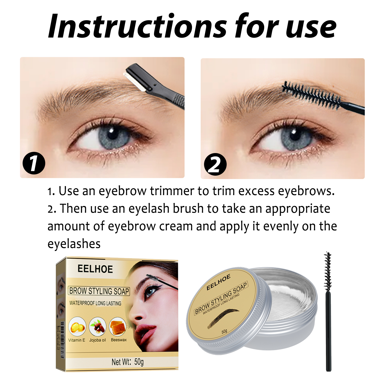 EELHOE Clear Brow Styling Gel | Transparent Long-Lasting & Natural Brow Setter